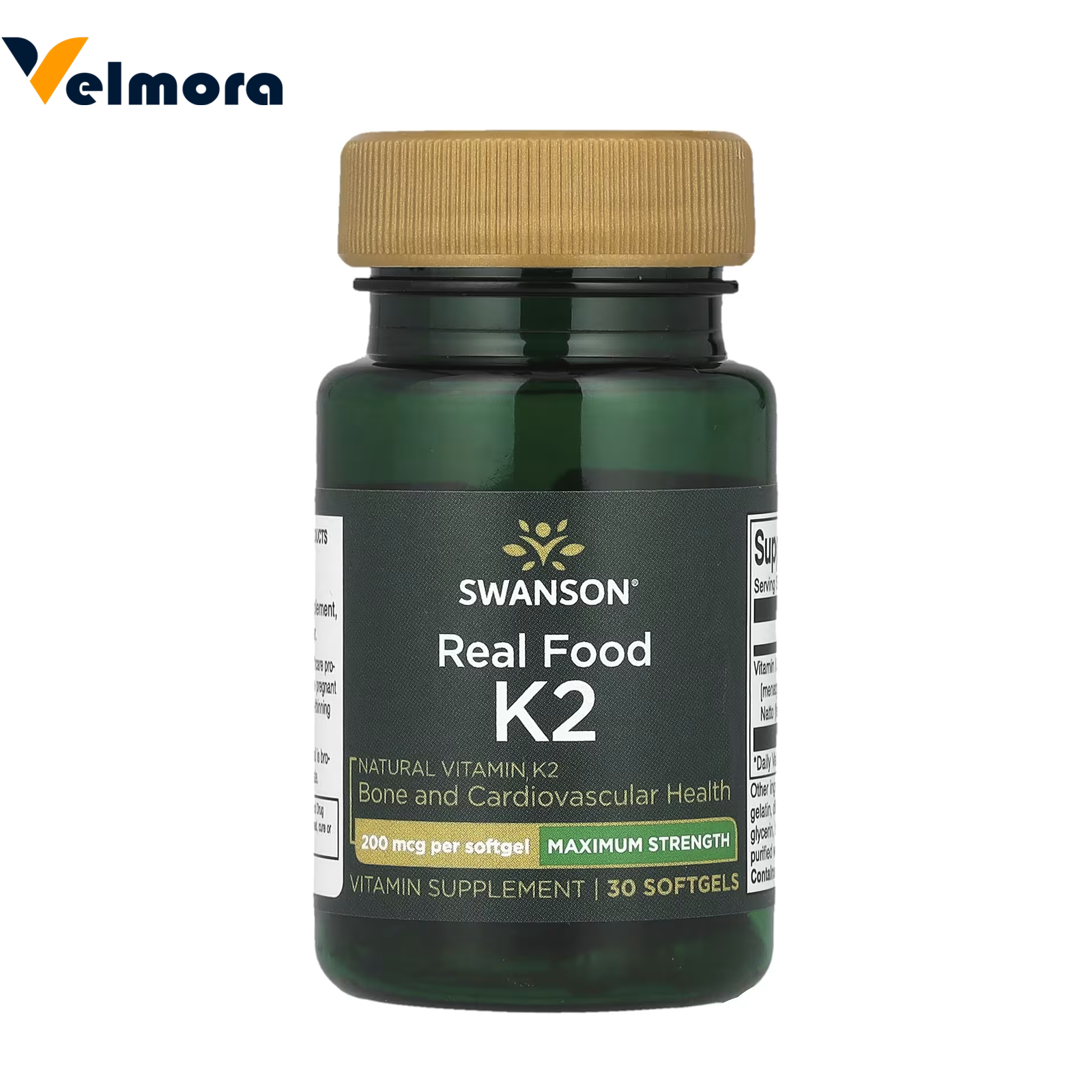 Swanson Real Food Vitamin K2 200mcg Softgels