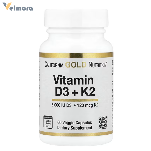 California Gold Nutrition Vitamin D3 + K2 as MK-7 Capsules