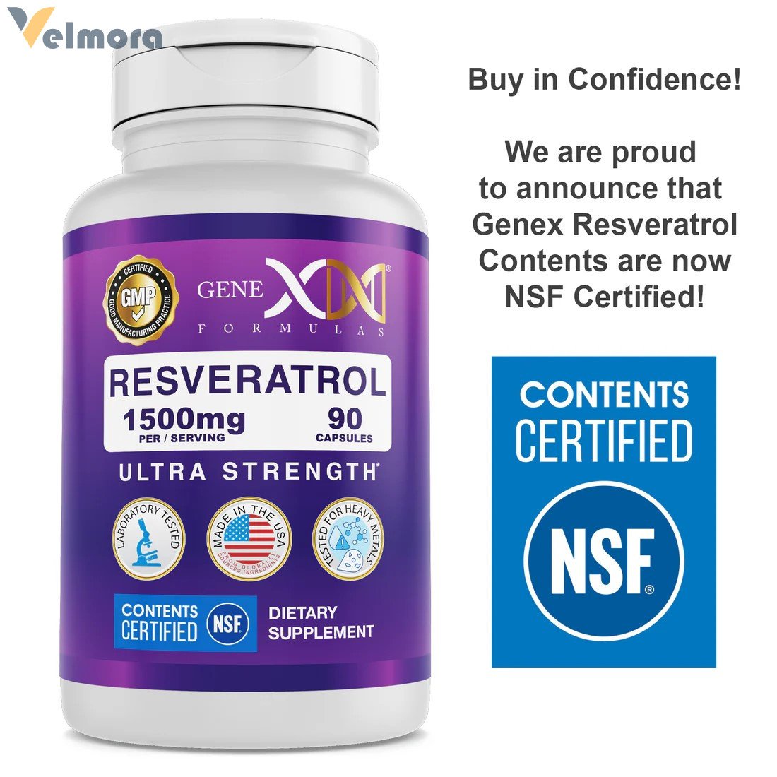Genex Formulas Trans-Resveratrol with BioPerine® 1500mg Capsules