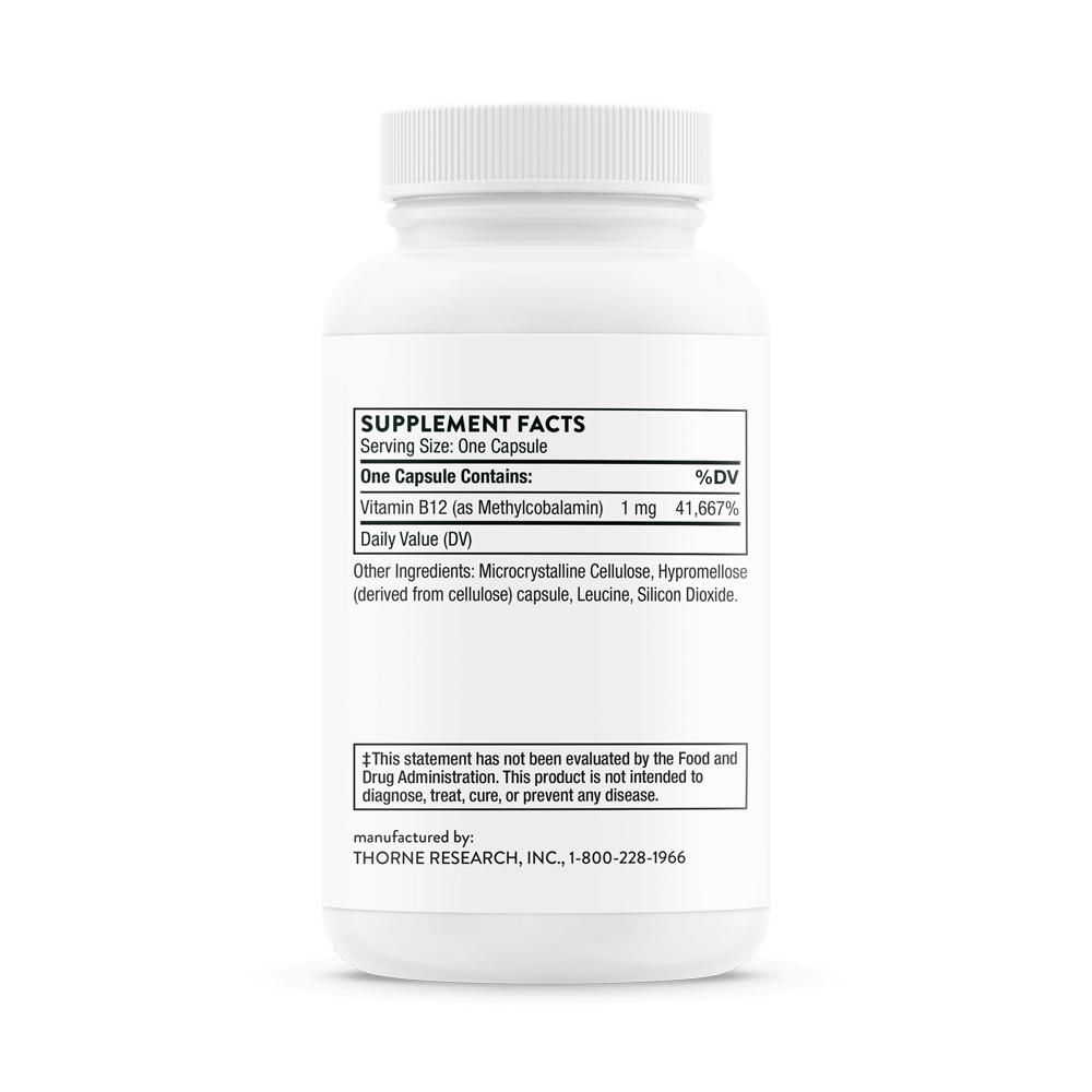 THORNE Vitamin B12 As Methylcobalamin Capsules thumbnail 2