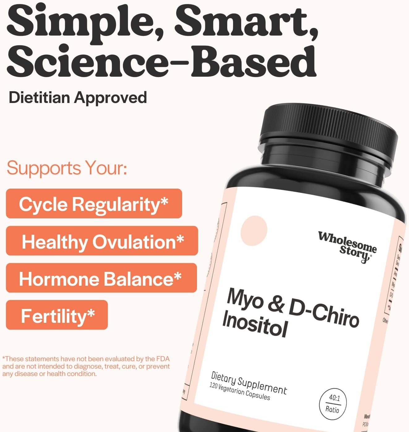 Wholesome Story Myo & D-Chiro Inositol, 120 Vegetarian Capsules thumbnail 2