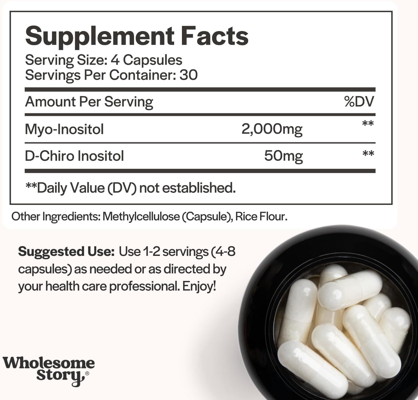 Wholesome Story Myo & D-Chiro Inositol, 120 Vegetarian Capsules thumbnail 3