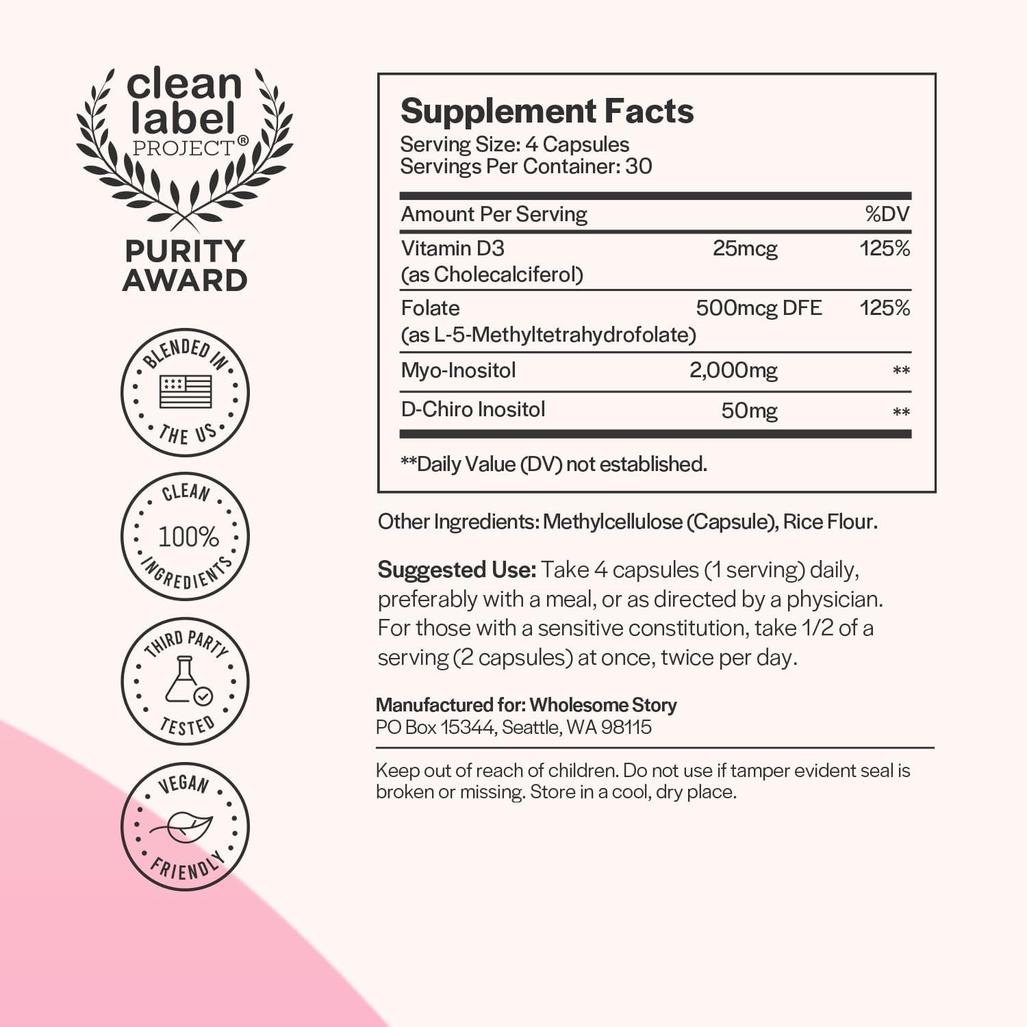 Wholesome Story Myo-inositol & D-chiro Inositol + Mthf Folate + Vitamin D3 thumbnail 2