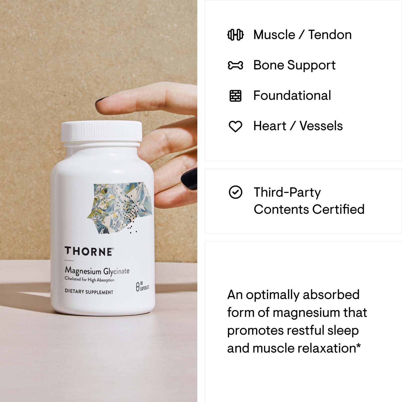 Thorne Magnesium Glycinate Capsules Stress, Sleep & Muscle In Pakistan thumbnail 2