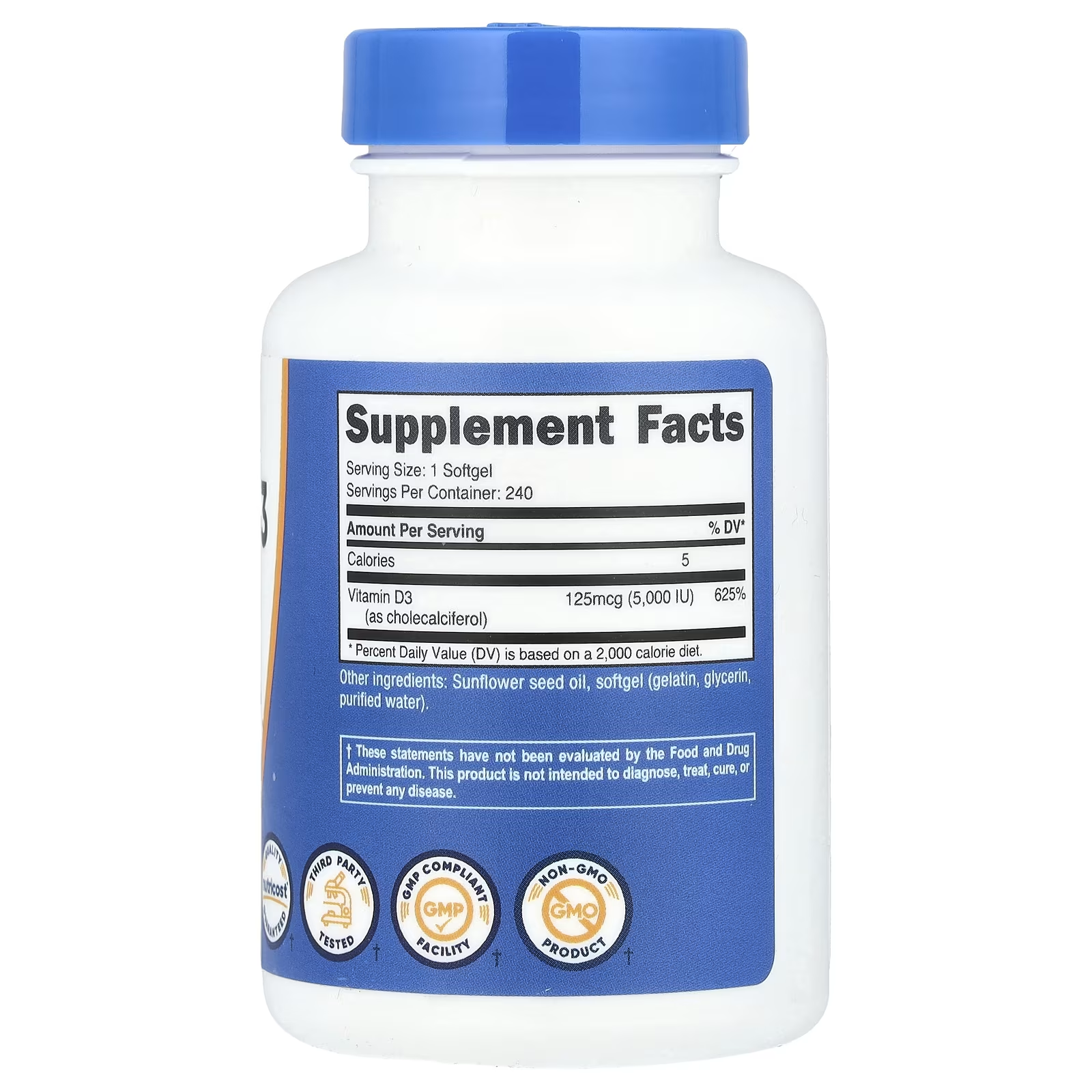 Nutricost Vitamin D3 5000 IU 125mcg Softgels thumbnail 2