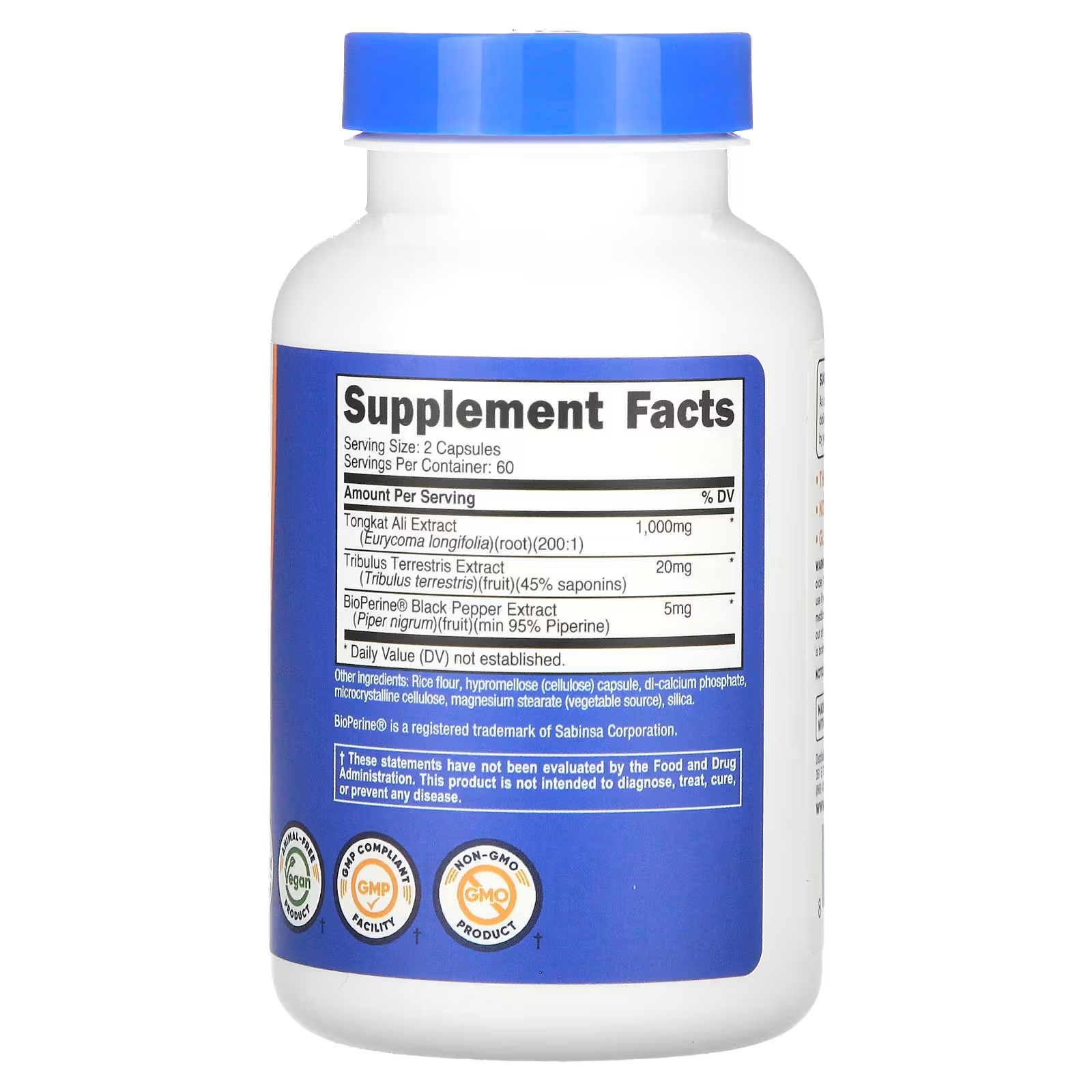 Nutricost Tongkat Ali 1,000mg Capsules - With Tribulus Terrestris thumbnail 2