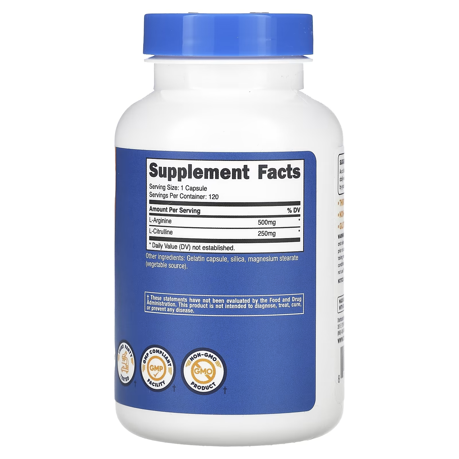 Nutricost, L-Arginine + L-Citrulline 750 Mg Capsules thumbnail 2