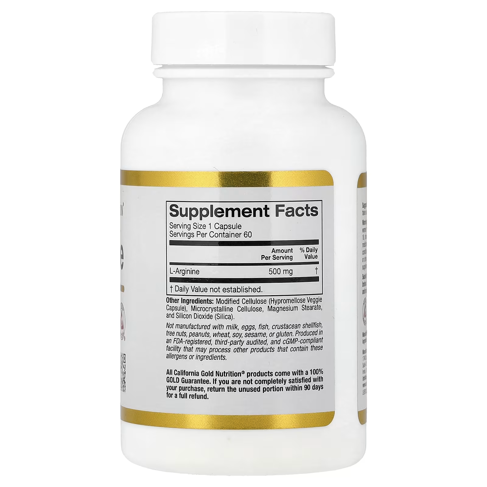 California Gold Nutrition L-Arginine 500mg Capsules thumbnail 2