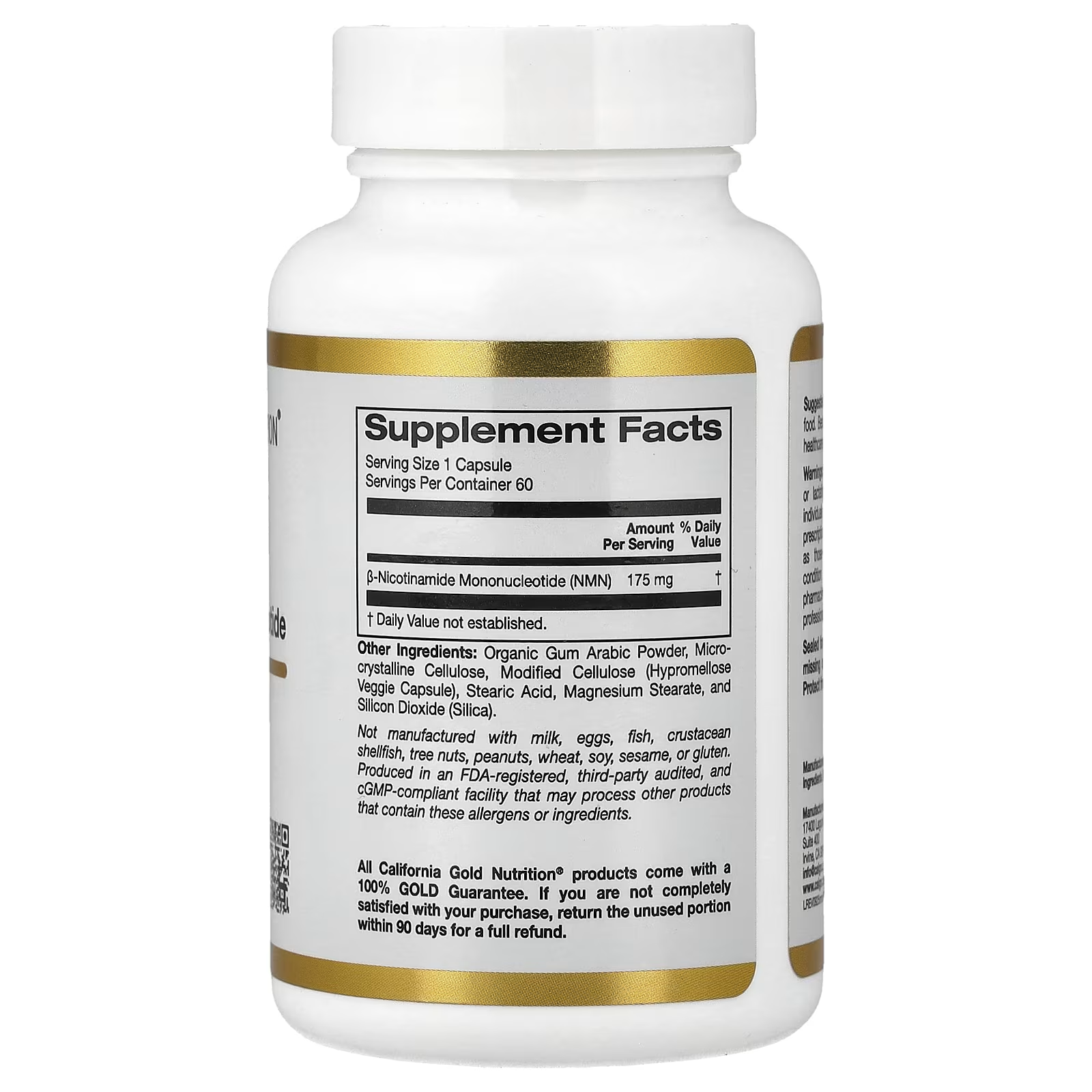 California Gold Nutrition, NMN, 175 mg, 60 Veggie Capsules thumbnail 2