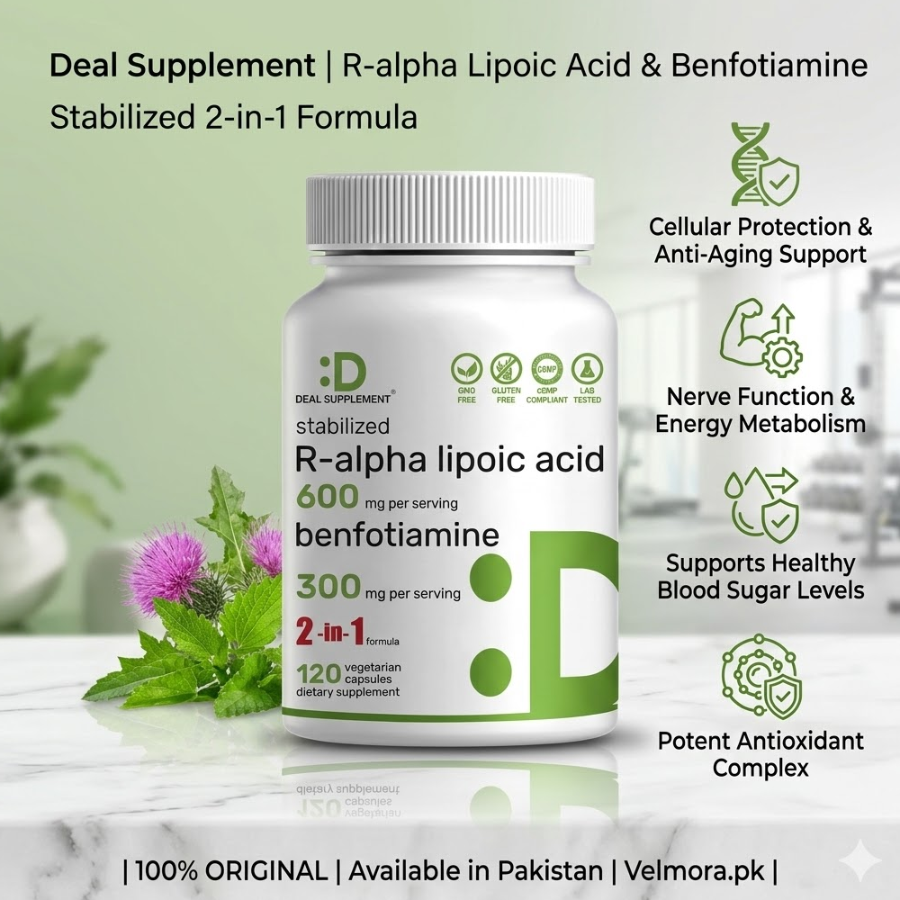 Deal Supplement R-Alpha Lipoic Acid 600mg + Benfotiamine 300mg – 2-In-1 Formula Vegetarian Capsules thumbnail 2