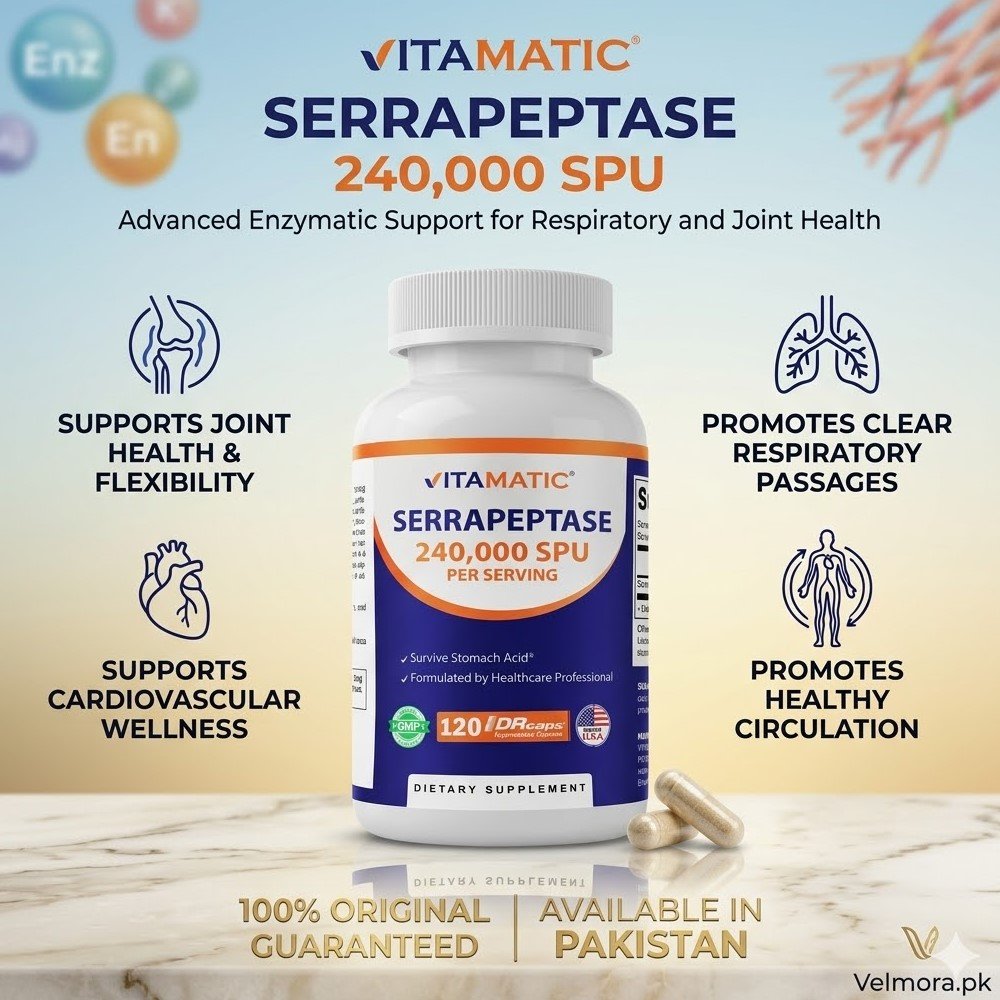 Vitamatic Serrapeptase 240,000 SPU  Capsules in Pakistan thumbnail 2
