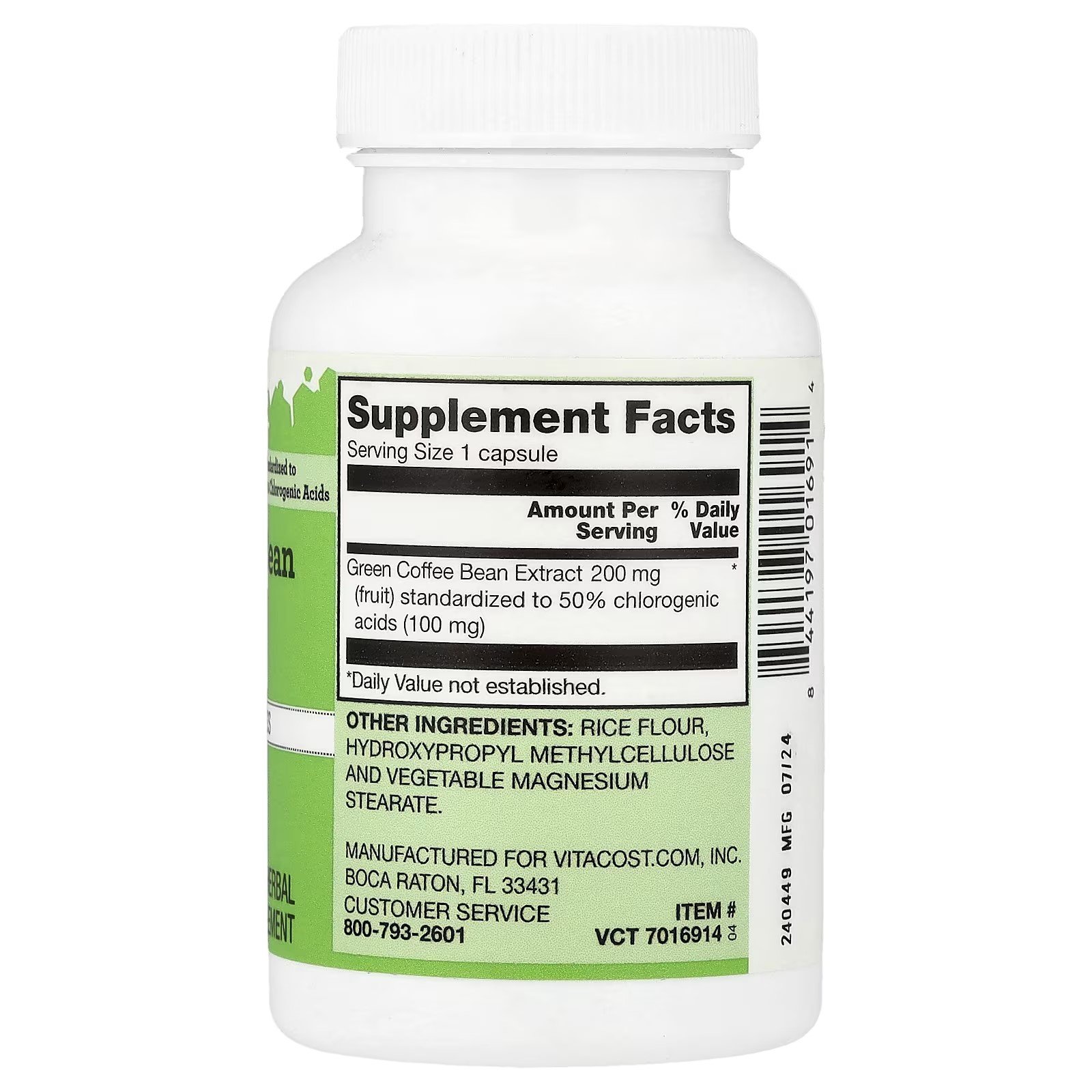 Vitacost Green Coffee Bean Extract 200 mg 90 Capsules in Pakistan thumbnail 2