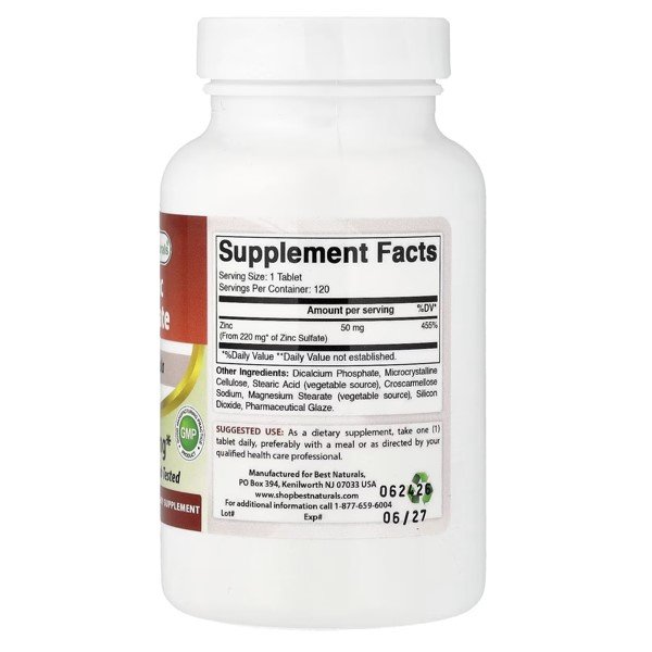 Best Naturals Zinc Sulfate 50 mg 120 Tablets in Pakistan thumbnail 2